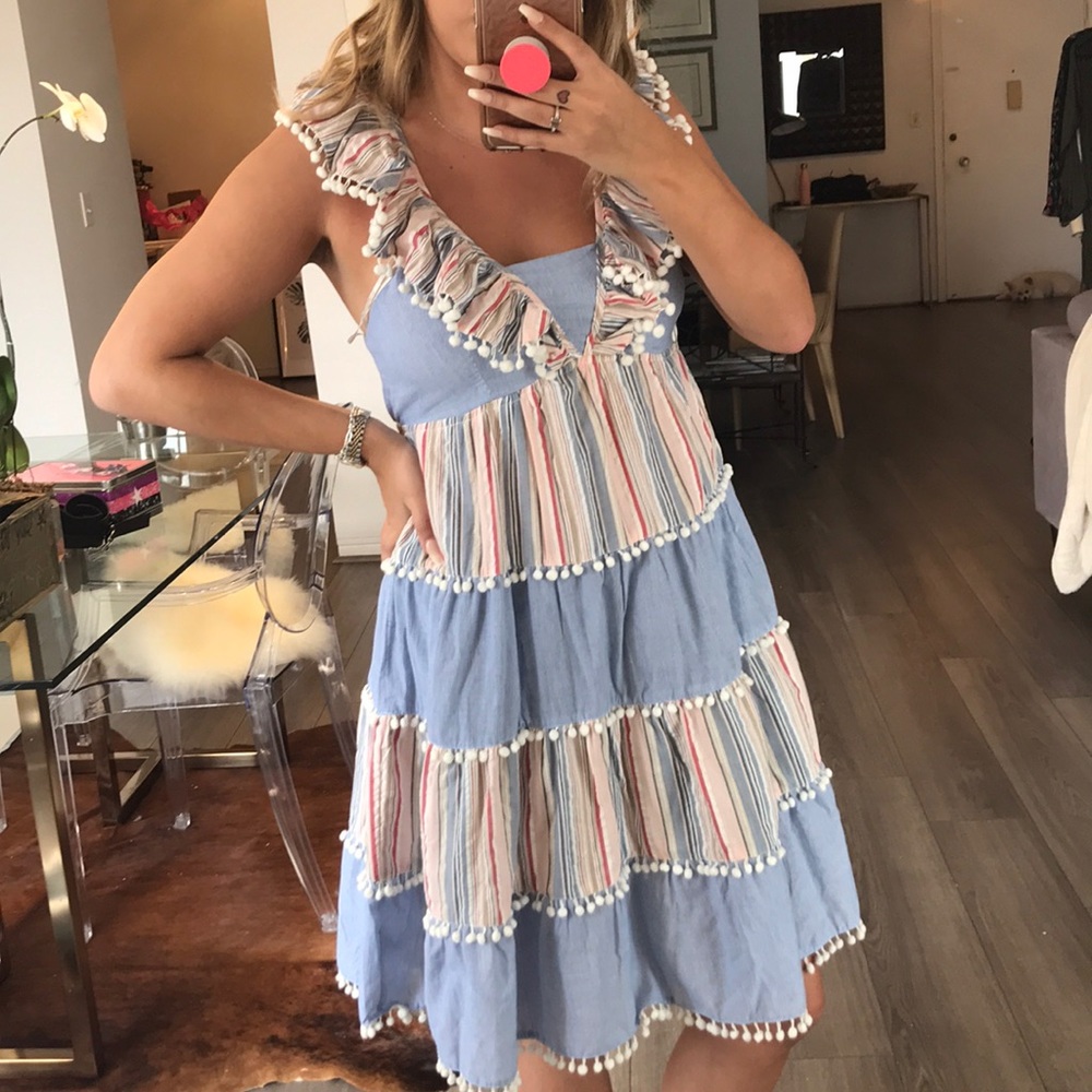 RUFFLE POM POM SUMMER DRESS